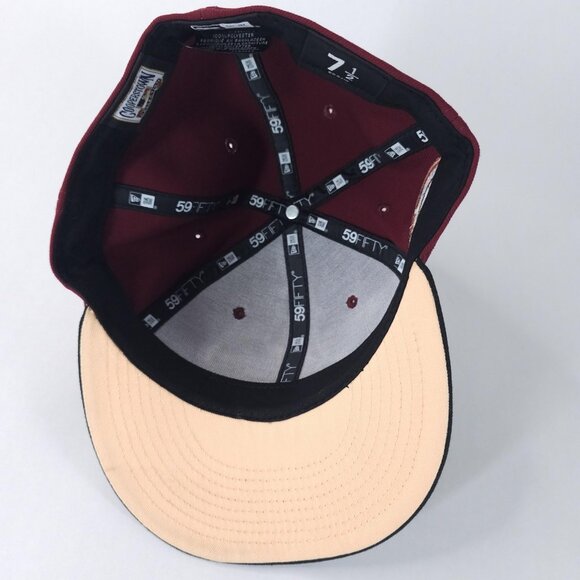 Atlanta Braves Hat Cap Fitted Mens 7 1/2 Burgundy MLB Baseball 59FIFTY New Era - Picture 5 of 7